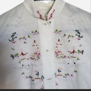 Vintage Lily hand embroidered  button upBrand